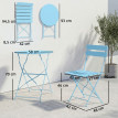 Salon Deogracio bistro 2 places pliable extérieur résistant bleu ciel