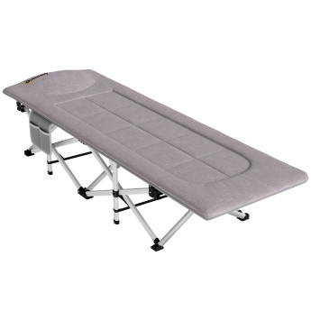 Lit Cerdic Pliable Camping Confort Robuste Gris 200 kg Matelas Intégré