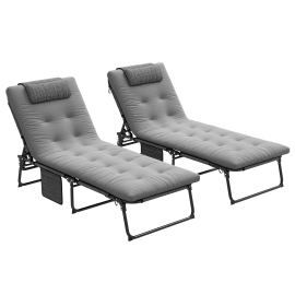 Transats pliables Egidio confort premium inclinables 4 positions noir