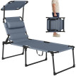 Transat Roncobello Bain de Soleil Pliable Extérieur Confortable Gris Noir