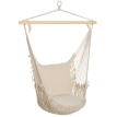 Fauteuil Suspendu Auberive Hamac Extérieur Confortable Beige Bois Macramé Coussin