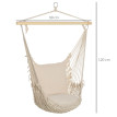 Fauteuil Suspendu Auberive Hamac Extérieur Confortable Beige Bois Macramé Coussin