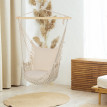 Fauteuil Suspendu Auberive Hamac Extérieur Confortable Beige Bois Macramé Coussin