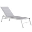 Transat Cencio réglable 6 positions confort extérieur aluminium gris clair