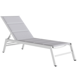 Transat Cencio réglable 6 positions confort extérieur aluminium gris clair