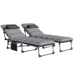 Lot 2 Bains Soleil Embermoor Réglables Confort Extérieur Noir Gris Clair