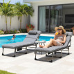 Lot 2 Bains Soleil Embermoor Réglables Confort Extérieur Noir Gris Clair