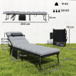 Lot 2 Bains Soleil Embermoor Réglables Confort Extérieur Noir Gris Clair