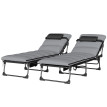 Lot 2 Bains Soleil Embermoor Réglables Confort Extérieur Noir Gris Clair