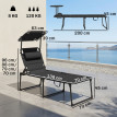 Bedulita Transat Pliable Extérieur Confortable avec Pare-Soleil Noir