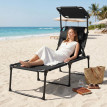 Bedulita Transat Pliable Extérieur Confortable avec Pare-Soleil Noir