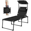 Bedulita Transat Pliable Extérieur Confortable avec Pare-Soleil Noir