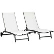 Bains de soleil Yvreval contemporains inclinables 5 positions crème alu textilène 2 roulettes
