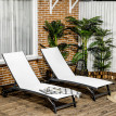 Bains de soleil Yvreval contemporains inclinables 5 positions crème alu textilène 2 roulettes