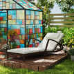 Bain de soleil Gaverina ergonomique réglable 4 positions marron résine tressée