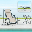 Ensemble Ildiverto 2 Transats Zéro Gravité + Table Beige Extérieur Pliable Confort