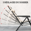 Ensemble Ildiverto 2 Transats Zéro Gravité + Table Beige Extérieur Pliable Confort