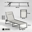Lot 2 Transats Eichelberg Pliants Inclinables Extérieur Jardin Piscine Crème