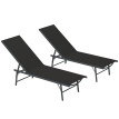 Lot 2 transats Fredebald pliables réglables 5 positions gris anthracite