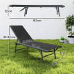 Lot 2 transats Fredebald pliables réglables 5 positions gris anthracite