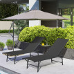 Lot 2 transats Fredebald pliables réglables 5 positions gris anthracite