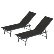 Lot 2 transats Fredebald pliables réglables 5 positions gris anthracite