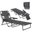 Transat Pliable Lavenderfield Jardin Piscine Plage Noir Anthracite Inclinable 4 Positions