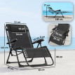 Lot 2 chaises longues Ildebrando réglables textilène noir jardin terrasse