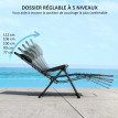 Lot 2 chaises longues Ildebrando réglables textilène noir jardin terrasse