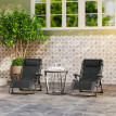 Lot 2 chaises longues Ildebrando réglables textilène noir jardin terrasse