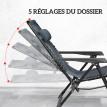 Ensemble Maureval 2 Transats Gravité Zéro + Table Gris Extérieur Confort