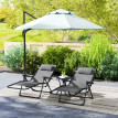 Lot 2 chaises longues Theudebert réglables confort textilène gris jardin extérieur