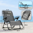 Lot 2 chaises longues Theudebert réglables confort textilène gris jardin extérieur
