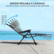 Lot 2 chaises longues Theudebert réglables confort textilène gris jardin extérieur