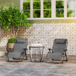 Lot 2 chaises longues Theudebert réglables confort textilène gris jardin extérieur