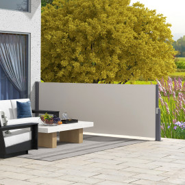 Store Lenna Brise-Vue Rétractable Extérieur Occultant Gris Clair 3x1m