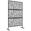 Paravent Kiplingmere Décoratif Extérieur Noir Motif Feuillage Brise-Vue Séparateur Jardin