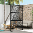 Paravent Kiplingmere Décoratif Extérieur Noir Motif Feuillage Brise-Vue Séparateur Jardin