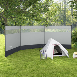 Paravent Jarandilla Brise-Vue Pliable Camping Plage Gris avec Sac
