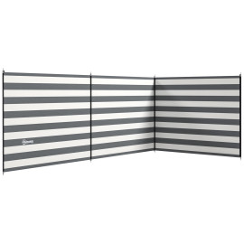 Paravent Cergeaux Brise-Vue Pliable Camping Gris Blanc Rayé avec Sac Transport