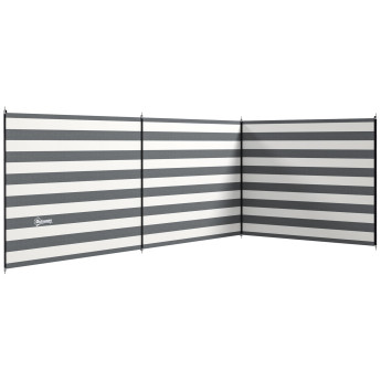 Paravent Cergeaux Brise-Vue Pliable Camping Gris Blanc Rayé avec Sac Transport