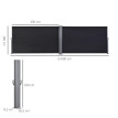 Store Pelayo Brise-Vue Occultant Rétractable Polyester Noir Anti-UV 6M