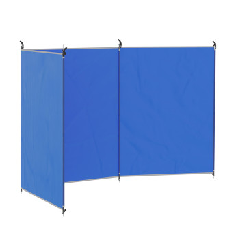 Paravent Osric Extérieur Pliable Protection Vent Soleil Bleu Camping Plage Jardin