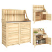 Armoire Ordonnez Table Rempotage 2 en 1 Bois Acier Rangement Extérieur Naturel