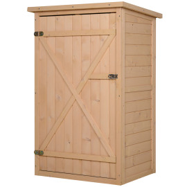 Armoire Rhisiart Rangement Jardin Verrouillable Toit Bitumé Vert Sapin Naturel 75x56x115 cm
