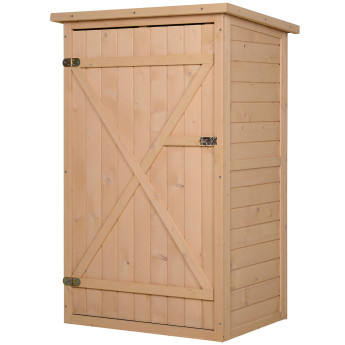 Armoire Rhisiart Rangement Jardin Verrouillable Toit Bitumé Vert Sapin Naturel 75x56x115 cm