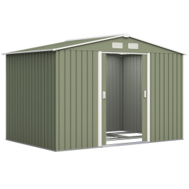 Abri de Jardin Fingal 5m² Portes Coulissantes Robuste Vert Clair Rangement Extérieur