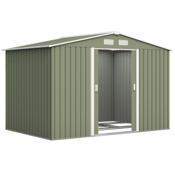 Abri de Jardin Fingal 5m² Portes Coulissantes Robuste Vert Clair Rangement Extérieur