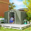 Abri de Jardin Fingal 5m² Portes Coulissantes Robuste Vert Clair Rangement Extérieur