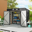 Abri Jardin Hadouin Stockage Sécurisé Acier Gris 2 Portes Verrouillables Aération Optimale